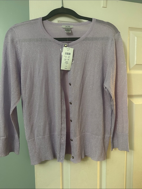 Cache Sweaters - Cache Lilac Shimmer Button-Front Cardigan